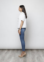 Blusa aperta con bottoni in 100% cotone