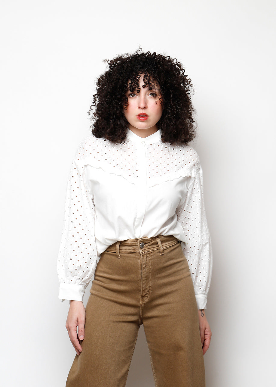 Camicia in cotone traforata