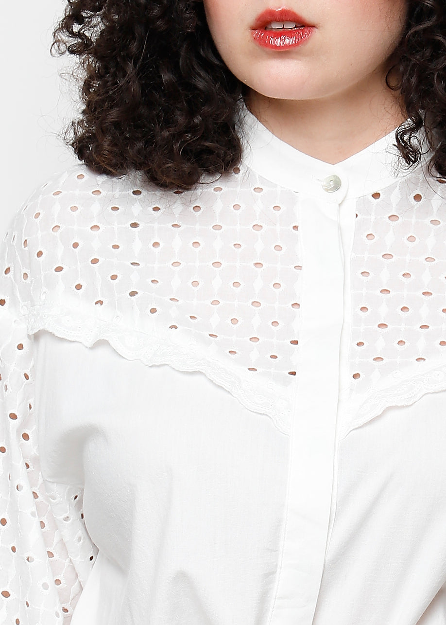 Camicia in cotone traforata