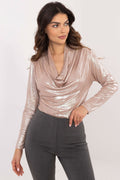 Beige / Universale Blusa da donna con finitura lucida