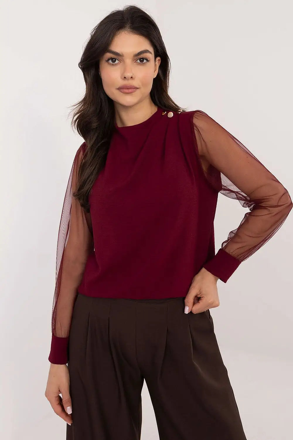 Blusa elegante con maniche trasparenti - 203405