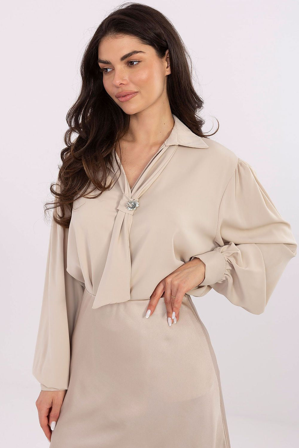 Beige / Universale Blusa elegante con laccio regolabile