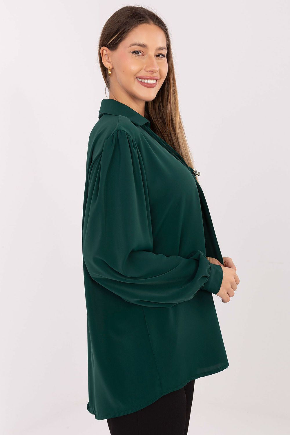 Verde / Universale Blusa elegante con laccio regolabile