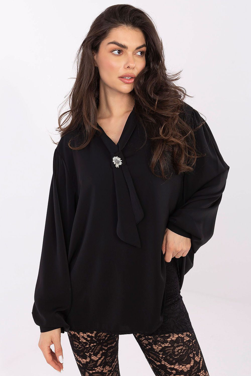 Nero / Universale Blusa elegante con laccio regolabile
