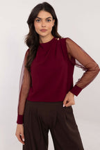 Rosso / Universale Blusa elegante con maniche trasparenti