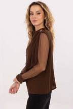 Blusa elegante con maniche trasparenti - 203405