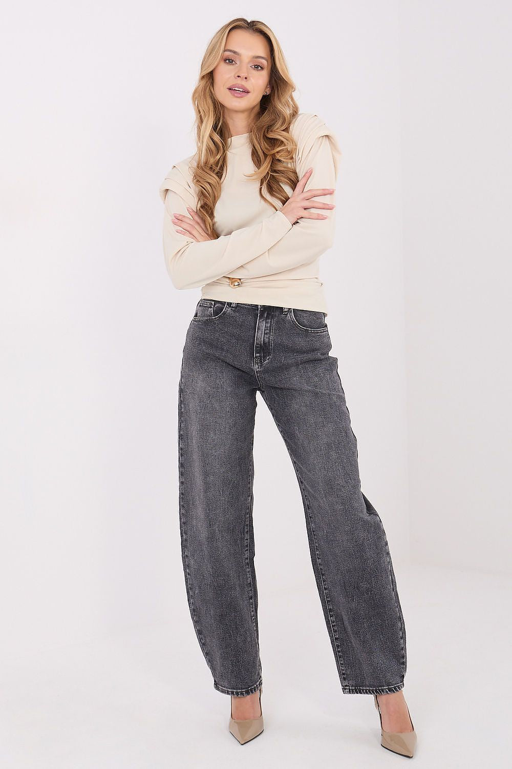 Beige / Universale Blusa elegante in viscosa elasticizzata