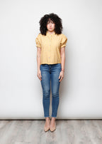 Blusa in viscosa aperta con colletto