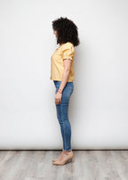Blusa in viscosa aperta con colletto