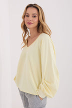 Blusa morbida in cotone scollo a V - 223332