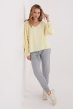 Blusa morbida in cotone scollo a V - 223332