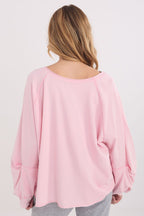 Blusa morbida in cotone scollo a V - 223332