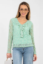 Verde / universale Blusa in pizzo viscosa - 223838
