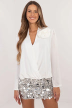 Blusa sofisticata con a V - 203717