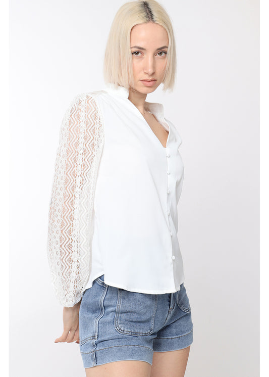 Camicia con manica in pizzo