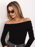 Blusa Fitted con Scollo Off-the-Shoulder in Cotone (Oriana)