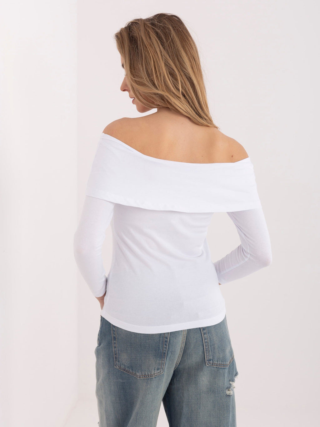 Blusa Fitted con Scollo Off-the-Shoulder in Cotone (Oriana)