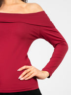 Blusa Fitted con Scollo Off-the-Shoulder in Cotone (Oriana)