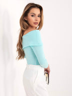 Blusa Fitted con Scollo Off-the-Shoulder in Cotone (Oriana)