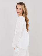 Blusa in Cotone con Scollo a V e Bottone Decorativo (Stella)