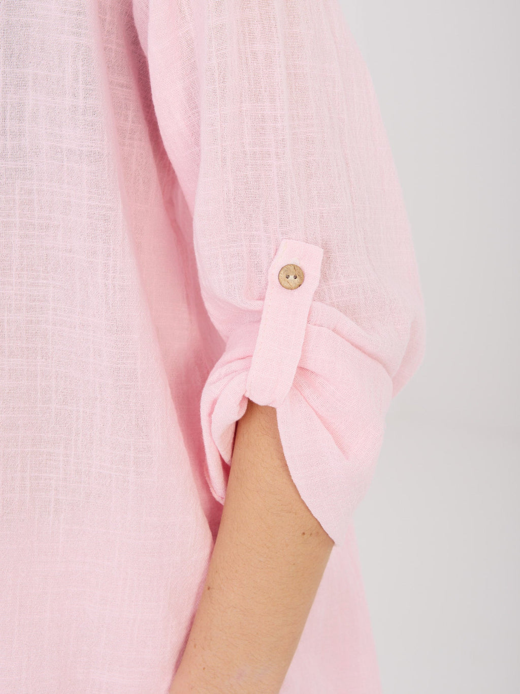 Blusa in Cotone con Scollo a V e Bottone Decorativo (Stella)