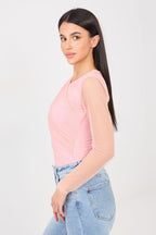 Body drappeggiato con maniche in voile - ELISA - 223387