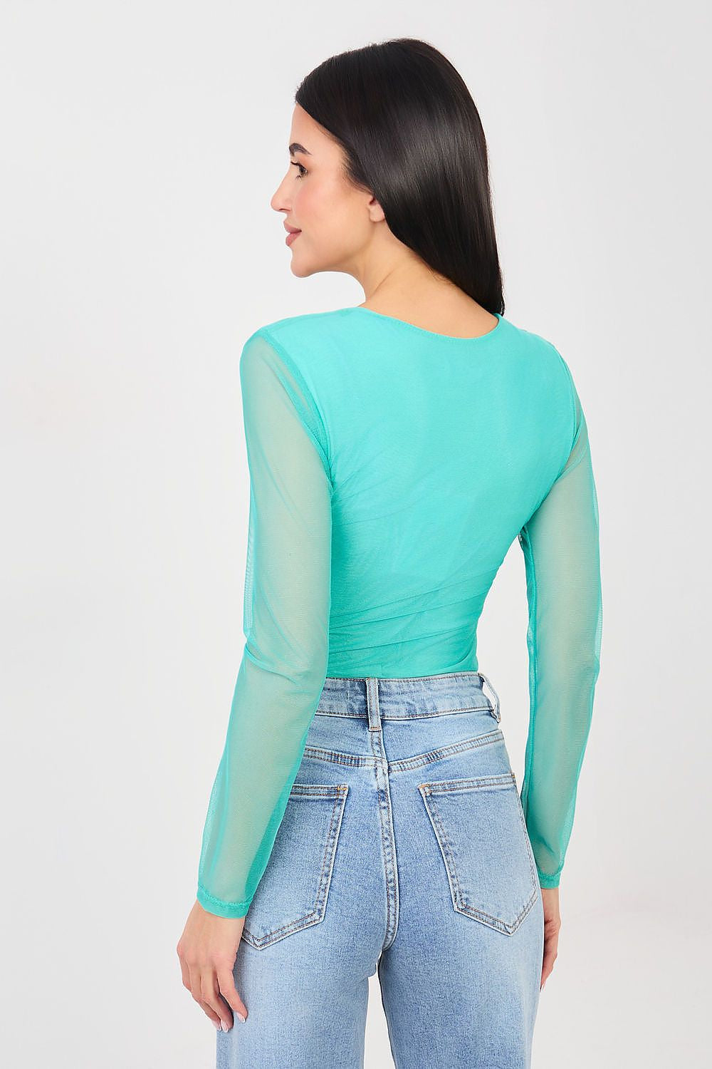 Body drappeggiato con maniche in voile - ELISA - 223387