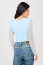 Body drappeggiato con maniche in voile - ELISA - 223387
