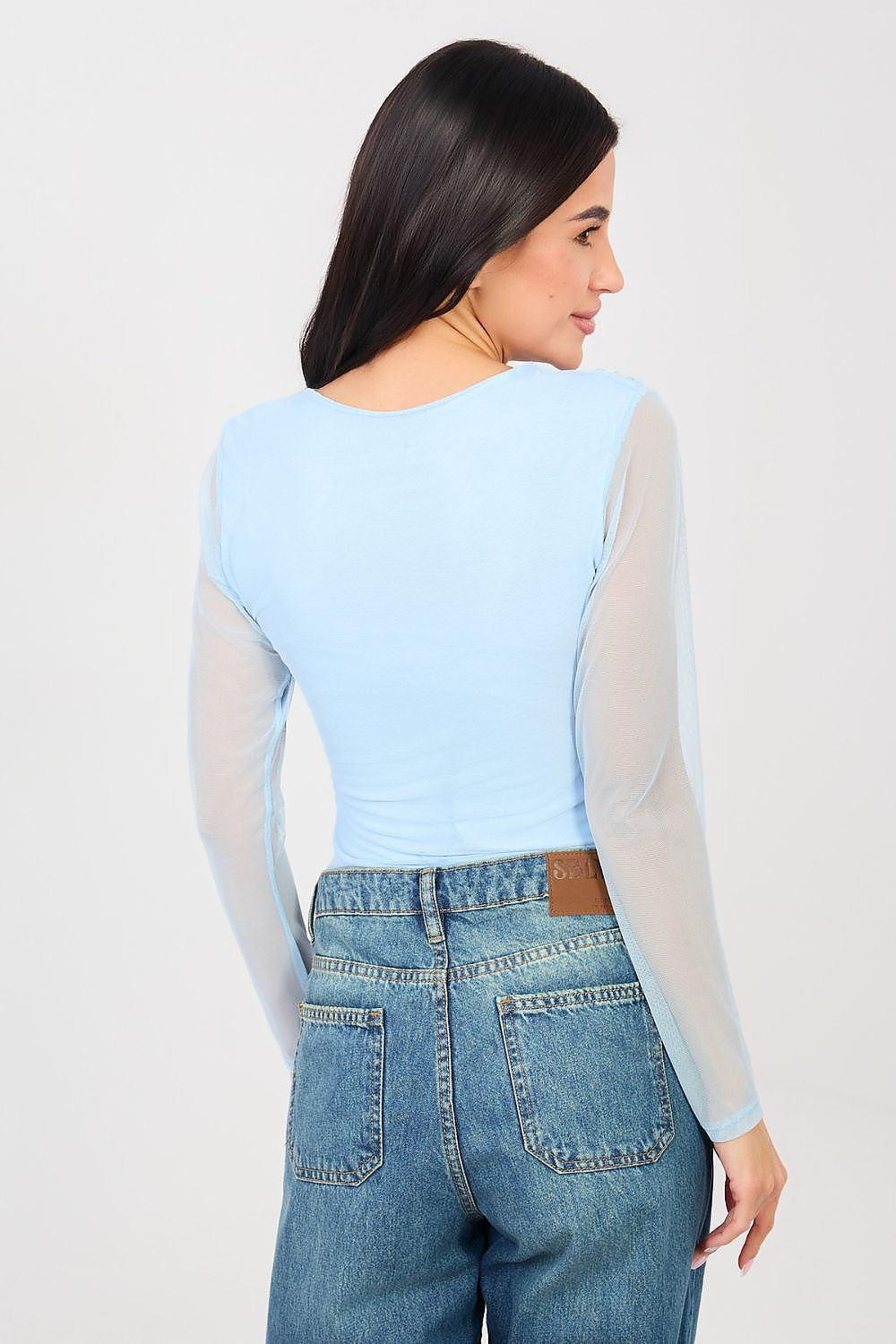 Body drappeggiato con maniche in voile - ELISA - 223387