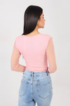 Body drappeggiato con maniche in voile - ELISA - 223387