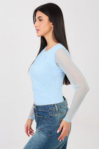 Body drappeggiato con maniche in voile - ELISA - 223387