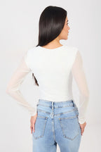 Body drappeggiato con maniche in voile - ELISA - 223387