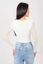 Body drappeggiato con maniche in voile - ELISA - 223387