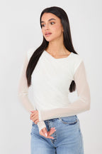 Body drappeggiato con maniche in voile - ELISA - 223387