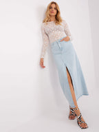 Body in Pizzo con Maniche Lunghe e Scollo Rotondo (Harper)