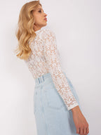 Body in Pizzo con Maniche Lunghe e Scollo Rotondo (Harper)