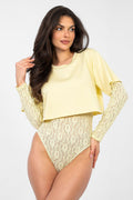 Giallo / Universale Body in pizzo con t-shirt - KYLIE