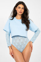 Azzurro / Universale Body in pizzo con t-shirt - KYLIE