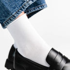 Bianco / 35-37 Calze corte donna con risvolto senza