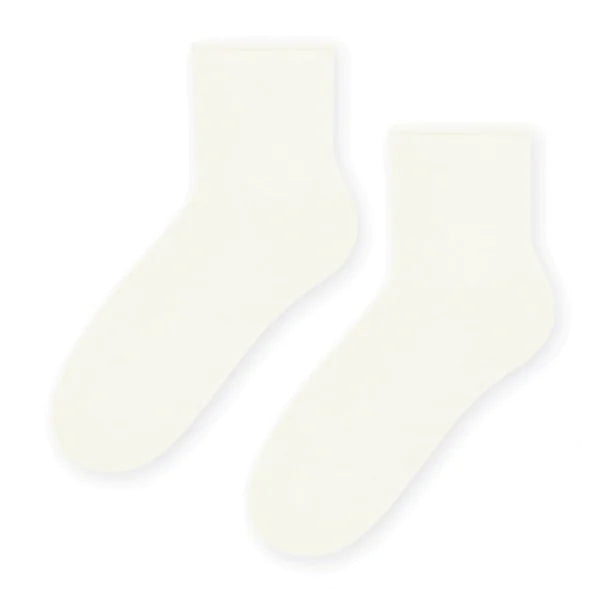ecru / 35-37 Calze corte donna con risvolto senza elastico
