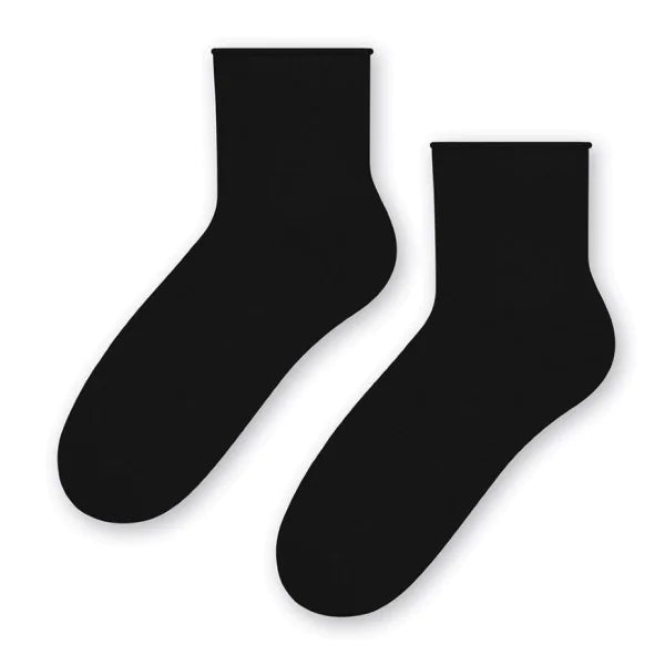 Nero / 35-37 Calze corte donna con risvolto senza elastico