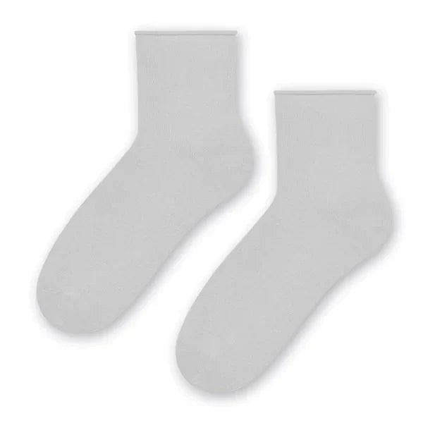 Grigio / 35-37 Calze corte donna con risvolto senza
