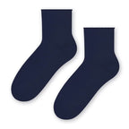 Blu / 35-37 Calze corte donna con risvolto senza elastico