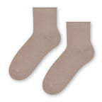 Beige / 35-37 Calze corte donna con risvolto senza elastico