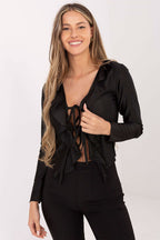 Nero / Universale Camicetta elegante in viscosa con scollo