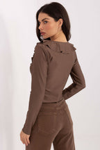 Camicetta elegante in viscosa con scollo a laccio e ruches