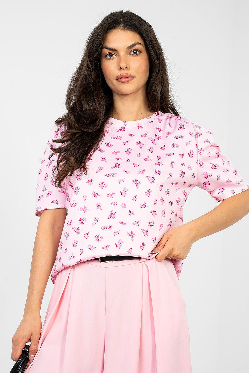 Rosa / Universale Camicetta maglia con scollo rotondo