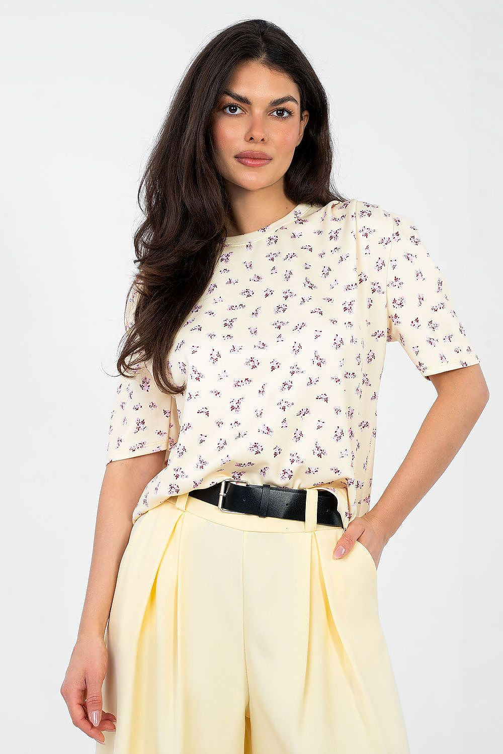 Giallo / Universale Camicetta maglia con scollo rotondo