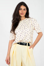 Giallo / Universale Camicetta maglia con scollo rotondo