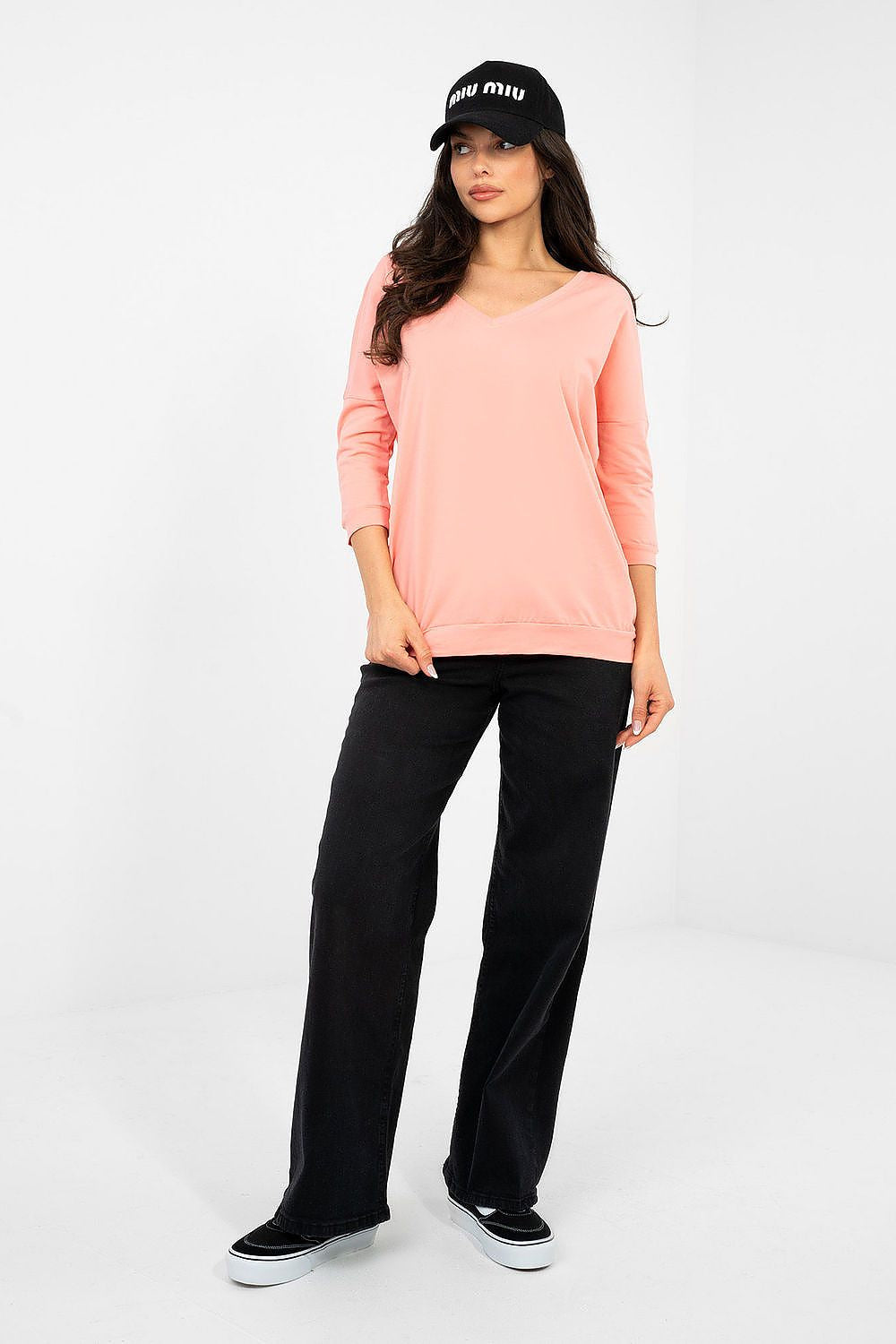 Camicetta versatile in cotone elasticizzato con scollo a V